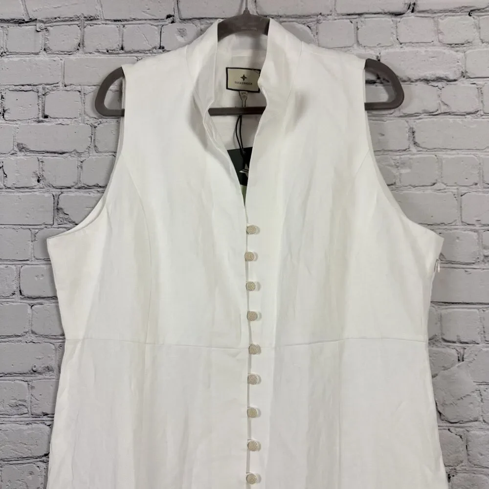 Tuckernuck White Leighton Sleeveless Linen Midi Dress Button Front NWT - Picture 7 of 15